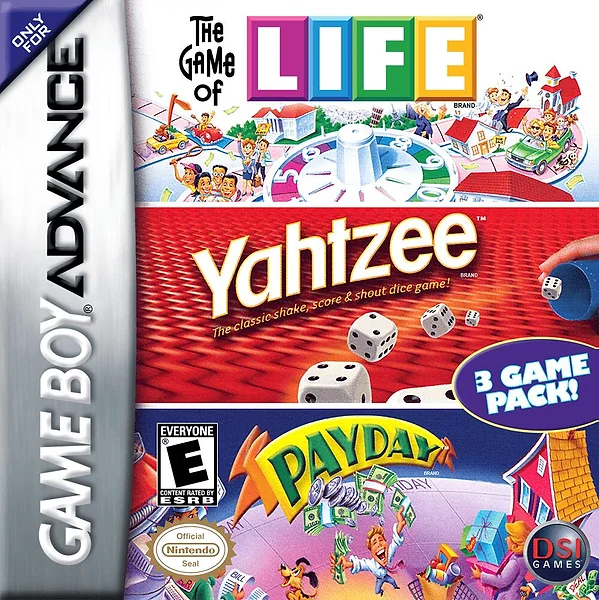 Game of Life / Yahtzee / Payday box art