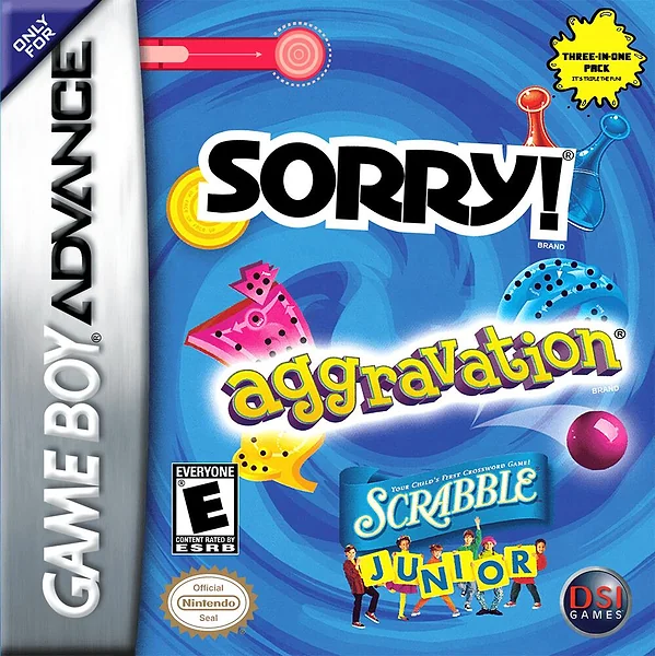 Sorry! / Aggravation / Scrabble Junior Box Art