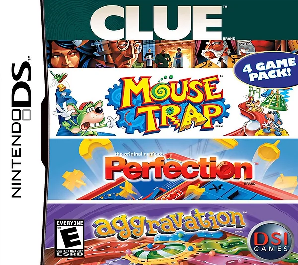 Clue / Mouse Trap / Perfection / Aggravation Box Art